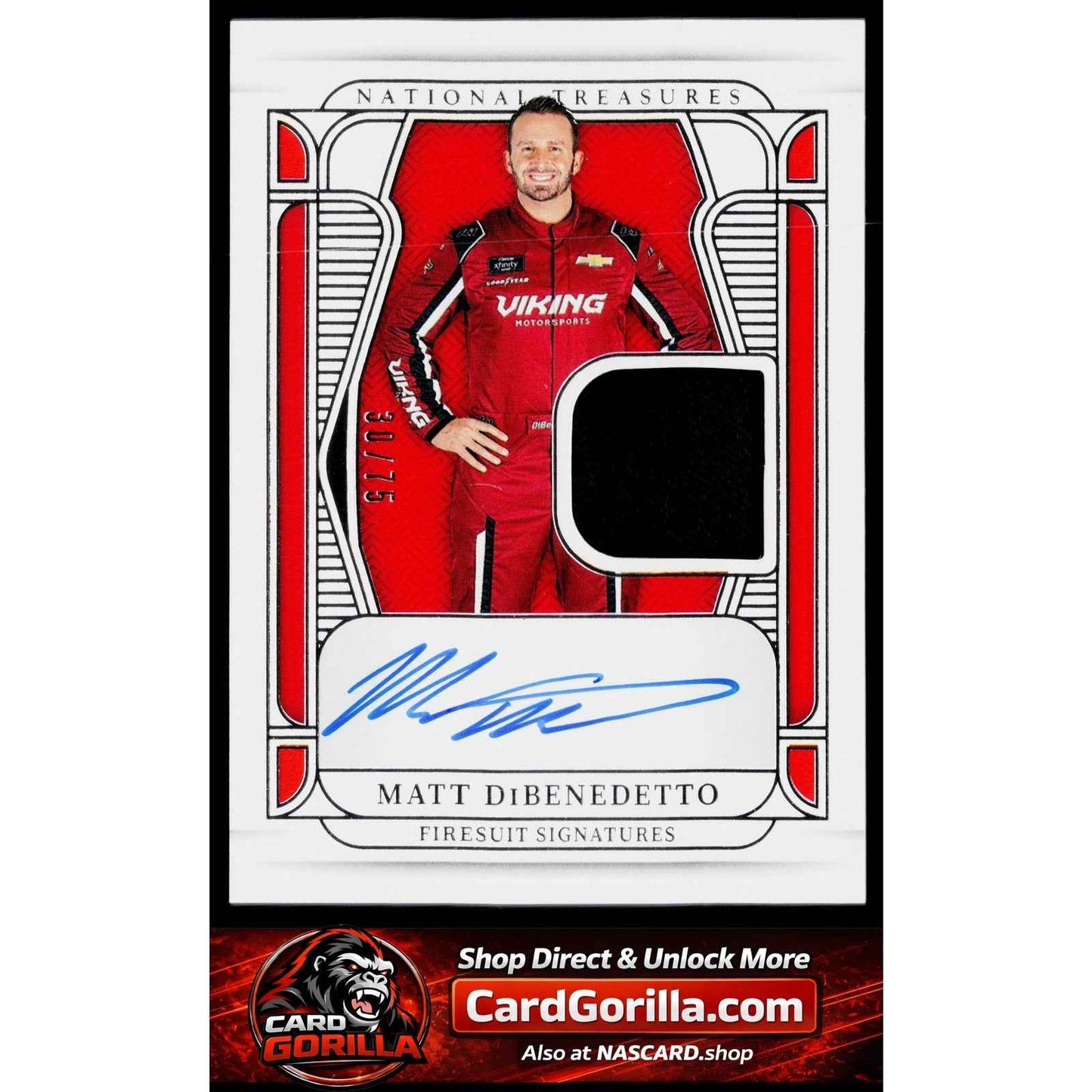 2025 Panini National Treasures #FS-MDB Matt DiBenedetto Firesuit Signatures #/75