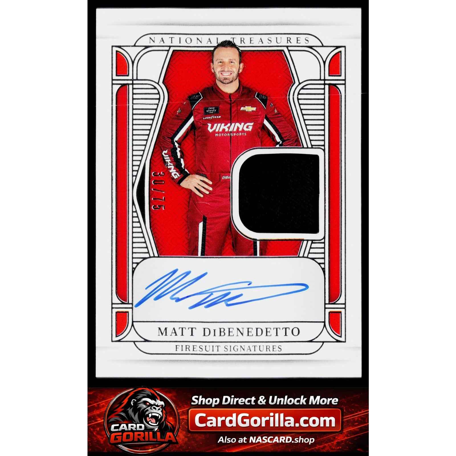 2025 Panini National Treasures #FS-MDB Matt DiBenedetto Firesuit Signatures #/75