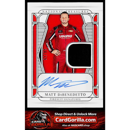 2025 Panini National Treasures #FS-MDB Matt DiBenedetto Firesuit Signatures #/75