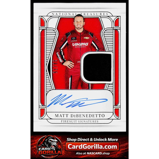 2025 Panini National Treasures #FS-MDB Matt DiBenedetto Firesuit Signatures #/75