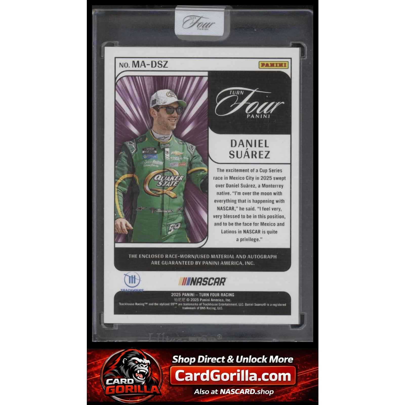 2025 Panini Turn Four #MA-DSZ Daniel Suarez Memorabilia Autographs #/99