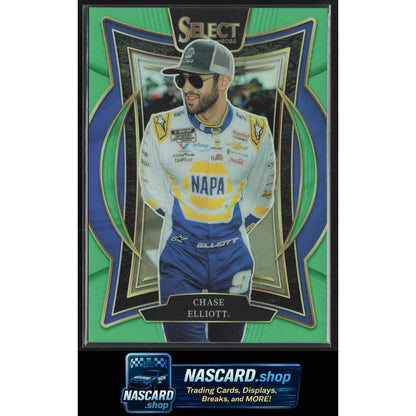 2025 Panini Select #90 Chase Elliott Neon Green Prizms #/75