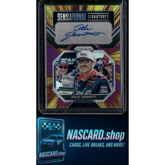 2023 Prizm Dale Jarrett Sensational Signatures Hyper Prizm Purple Yellow #/25