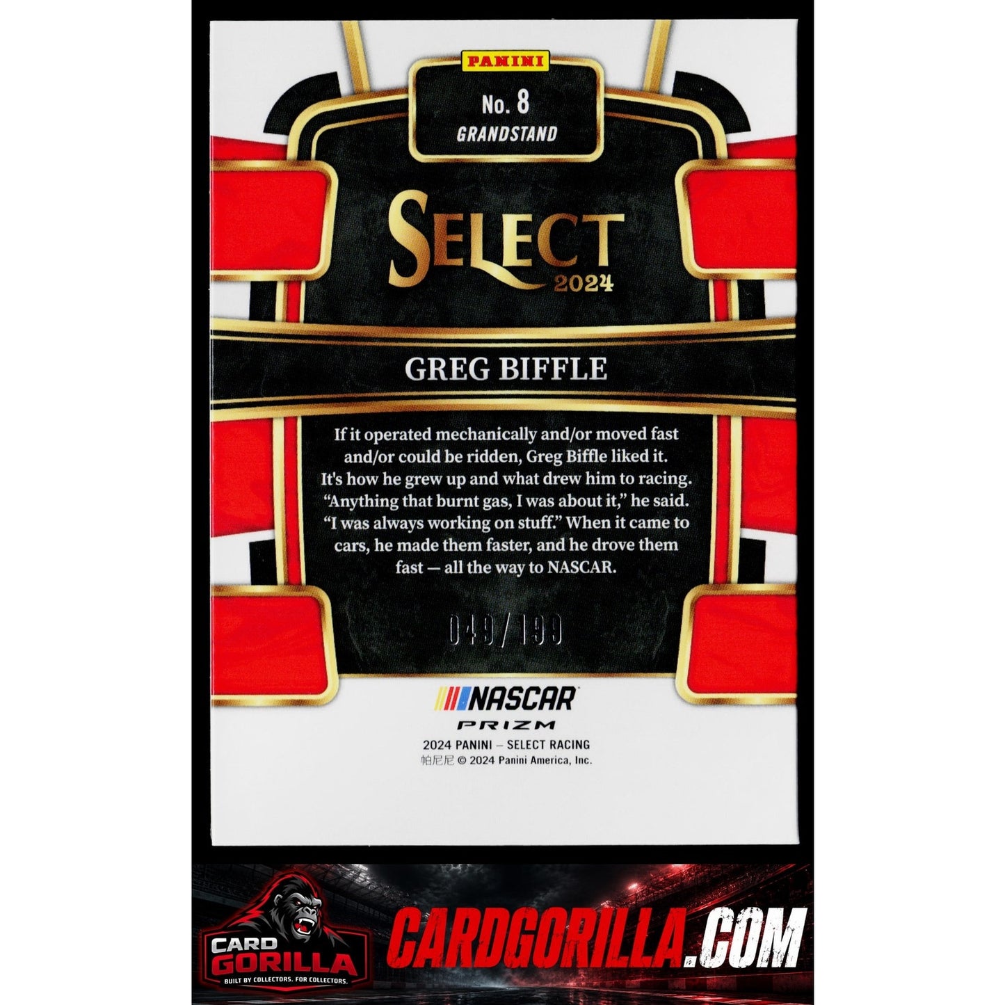 2024 Panini Select #8 Greg Biffle Light Blue Prizms #/199