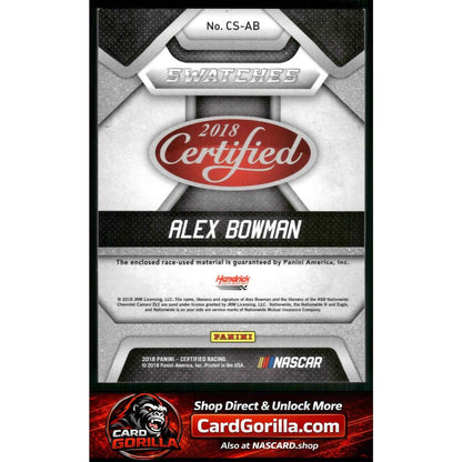 2018 Panini Certified #CS-AB Alex Bowman Cup Swatches Purple #10/10