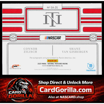 2025 National Treasures Connor Zilisch Shane Van Gisbergen Dual Autographs #/99
