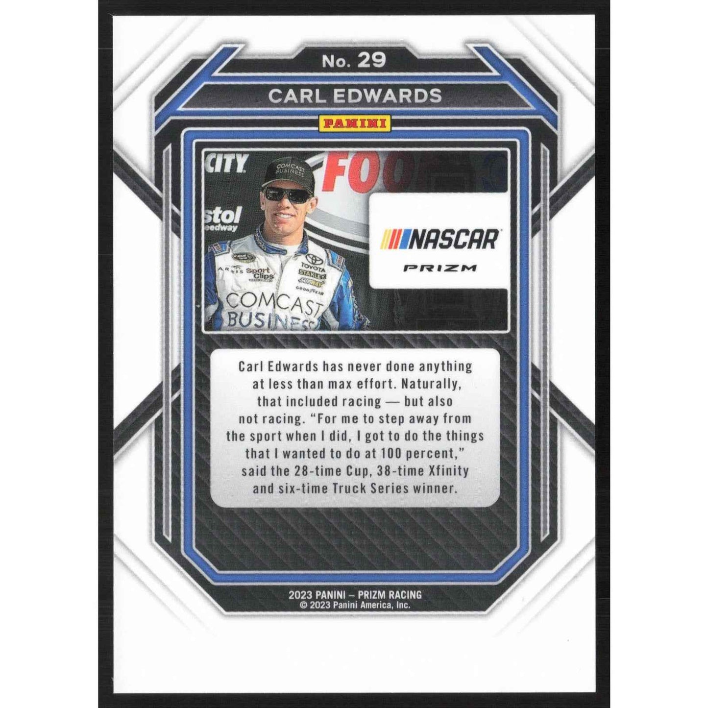 2023 Panini Prizm #29 Carl Edwards White Sparkle Prizm