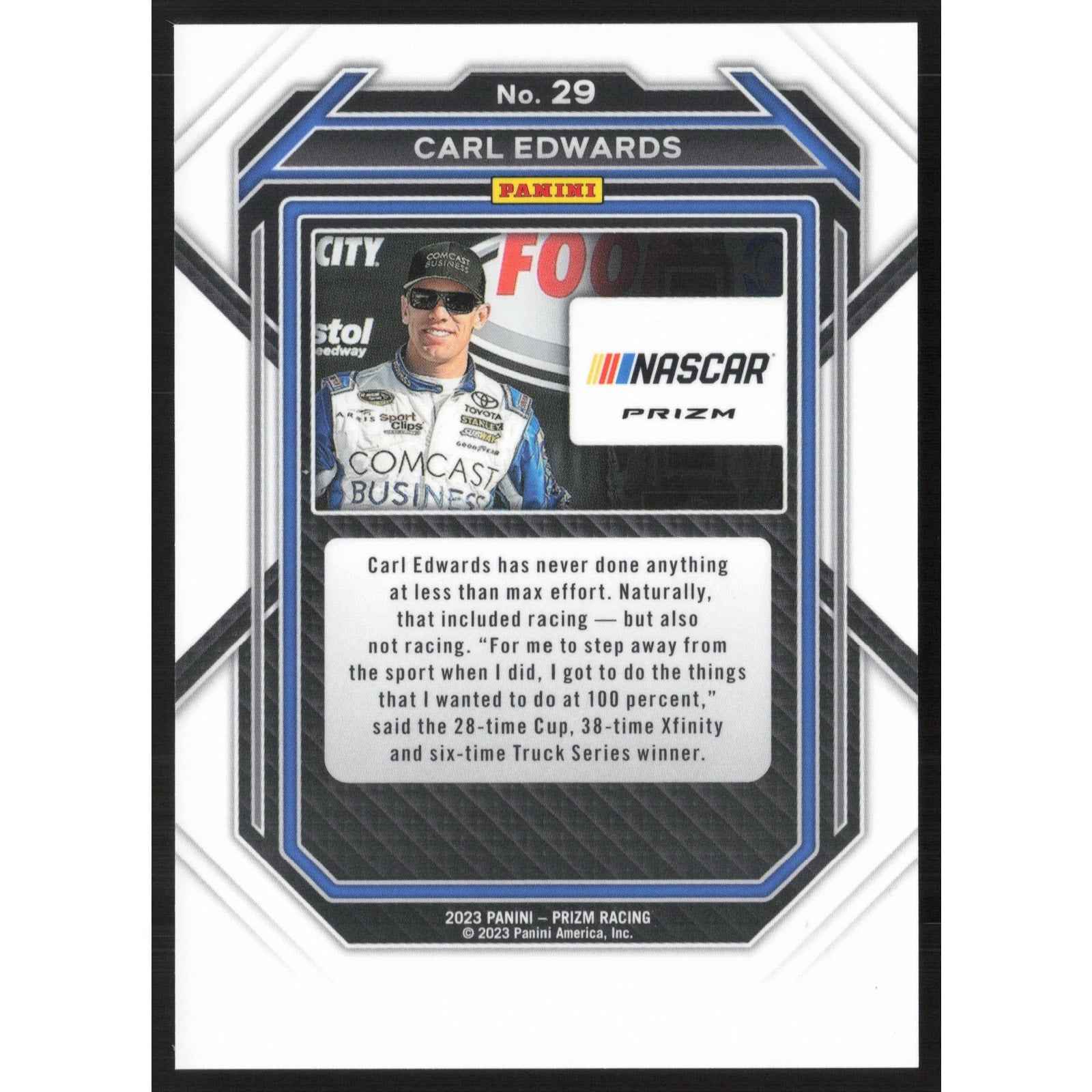 2023 Panini Prizm #29 Carl Edwards White Sparkle Prizm