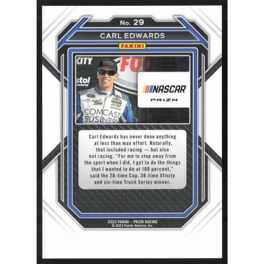 2023 Panini Prizm #29 Carl Edwards White Sparkle Prizm