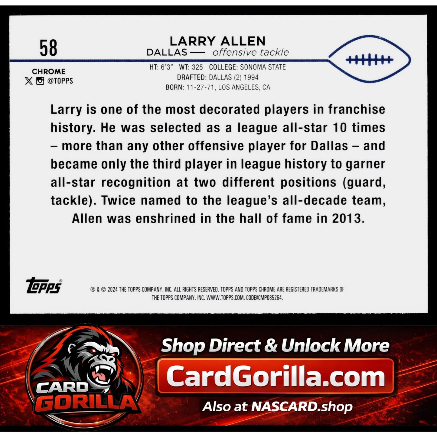 2024 Topps Chrome #58 Larry Allen Purple Refractor #/275