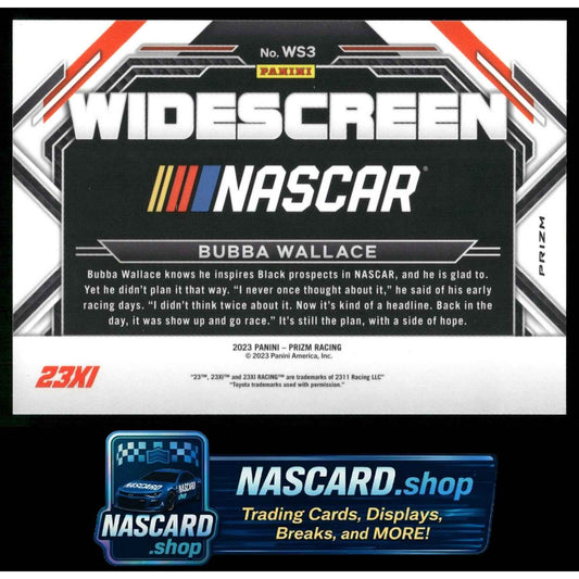 2023 Panini Prizm #WS3 Bubba Wallace Widescreen White Sparkle Prizm