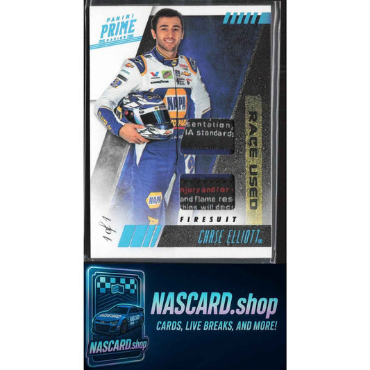 2019 Panini Prime Chase Elliott Race Used Duals Firesuits Laundry Tags #1/1