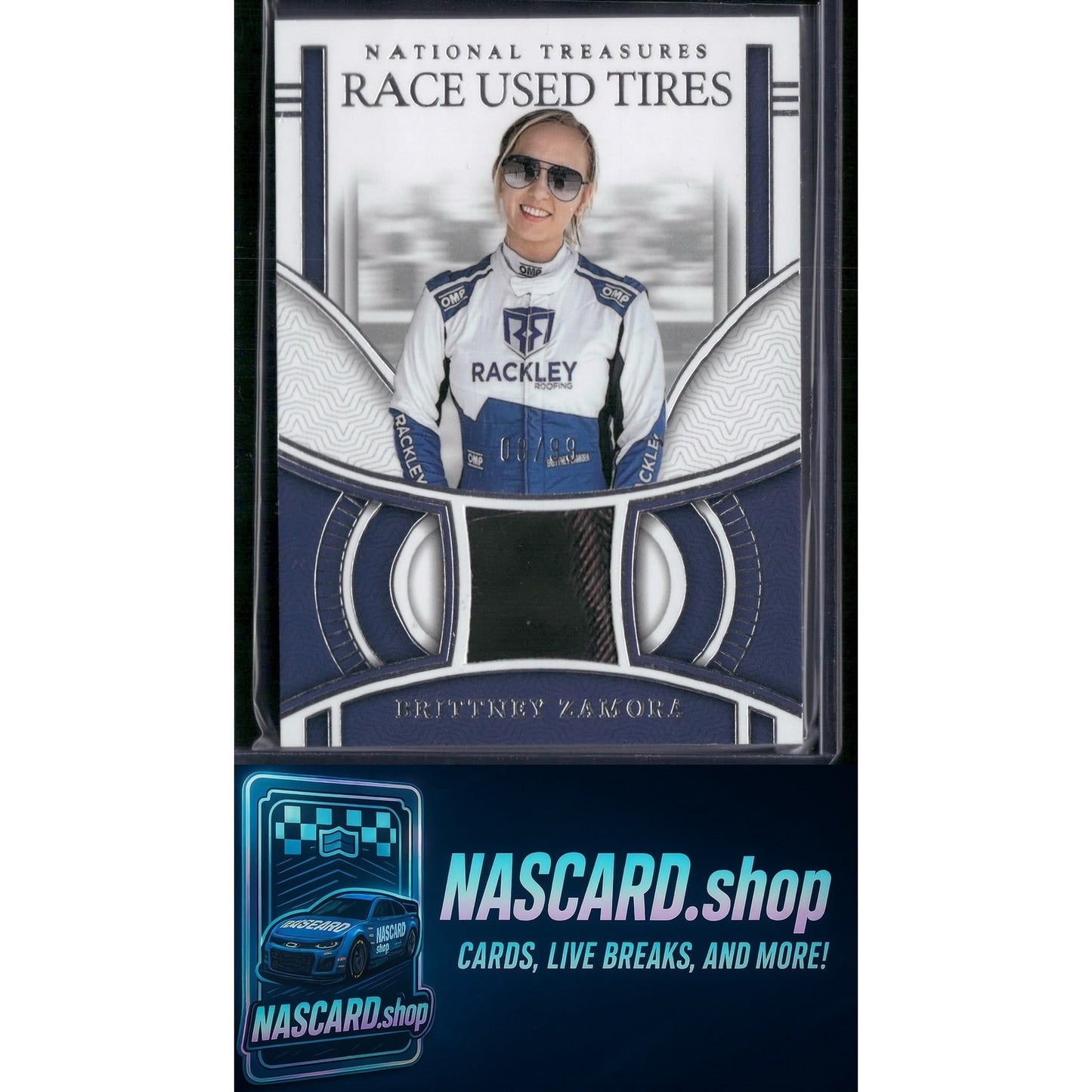 2024 Panini National Treasures #RUT-BZA Brittney Zamora Race Used Tires - NASCARD.shop