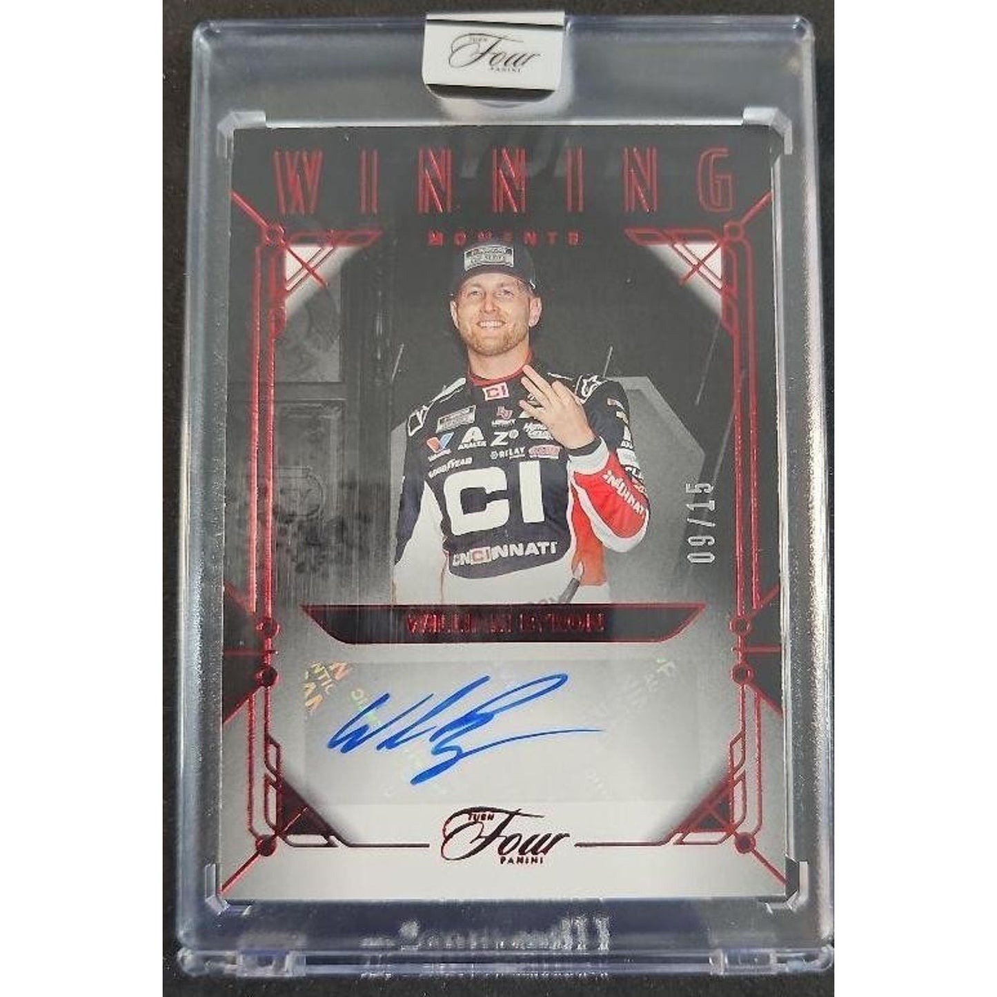 2026 Panini Turn Four Racing William Byron #20 Winning Moments Red /15 Auto