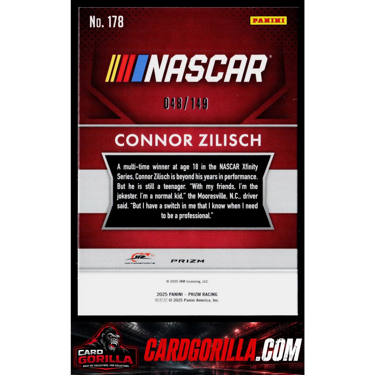 2025 Panini Prizm #178 Connor Zilisch Green Scope RC #/149