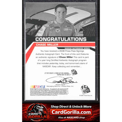 2008 Press Pass #NNO Chase Miller Signings Gold #/50