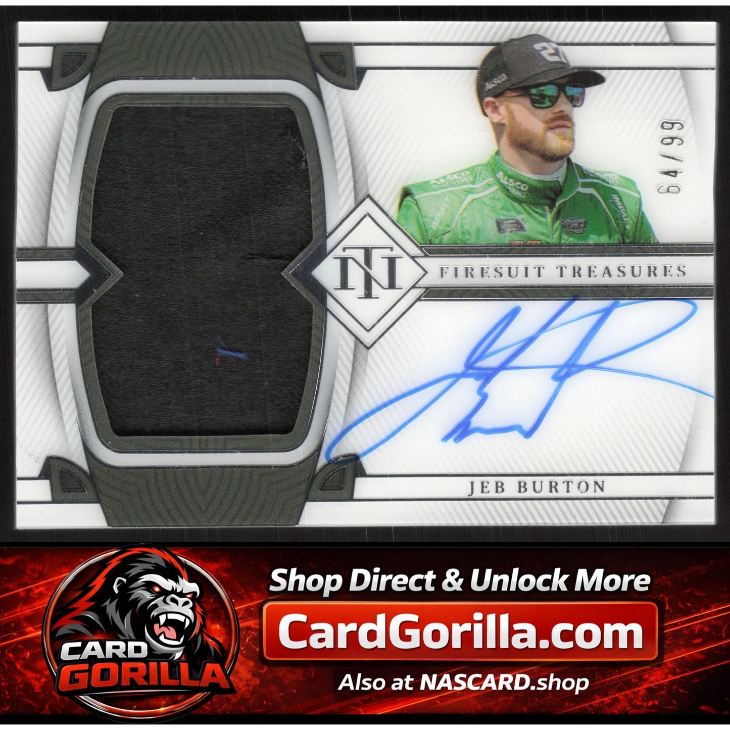 2023 Panini National Treasures Jeb Burton Firesuit Treasures Signatures #/99