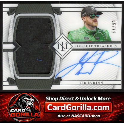 2023 Panini National Treasures Jeb Burton Firesuit Treasures Signatures #/99