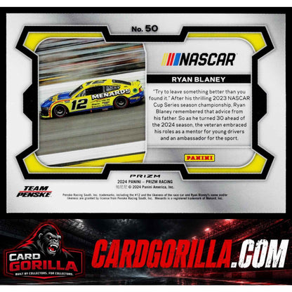 2024 Panini Prizm #50 Ryan Blaney White Sparkle