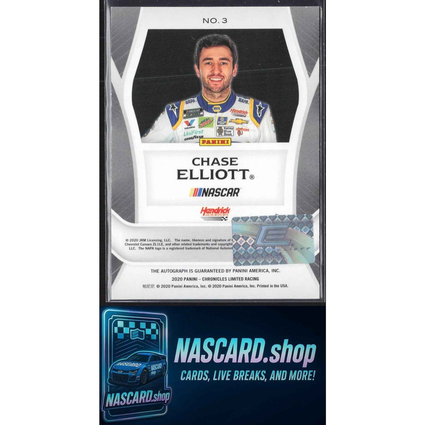 2020 Panini Chronicles #3 Chase Elliott Limited Autographs Gold #/5