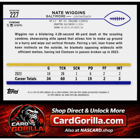 2024 Topps Chrome #227 Nate Wiggins Refractor