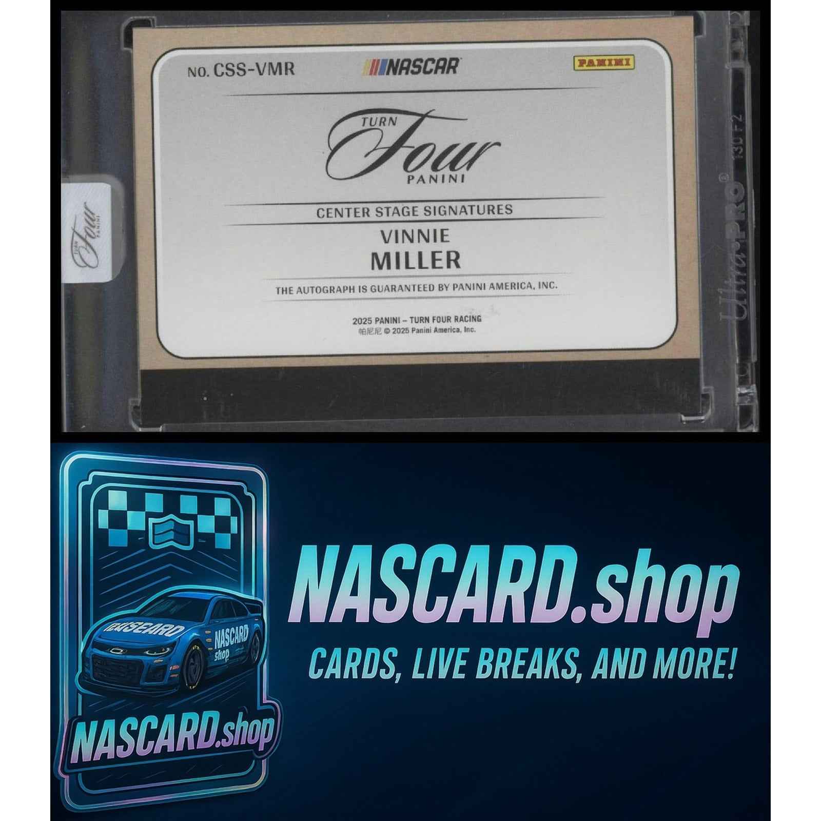 2025 Panini Turn Four #CSS-VMR Vinnie Miller Center Stage Signatures Blue #/49