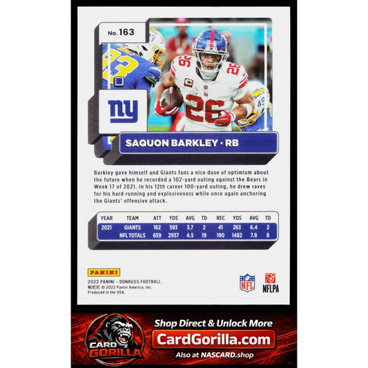 2022 Donruss #163 Saquon Barkley Premium Press Proof