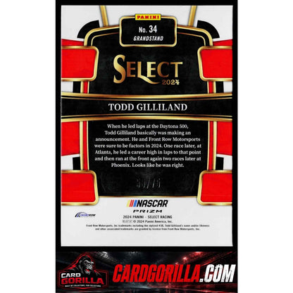 2024 Panini Select #34 Todd Gilliland Neon Green Prizms #/75