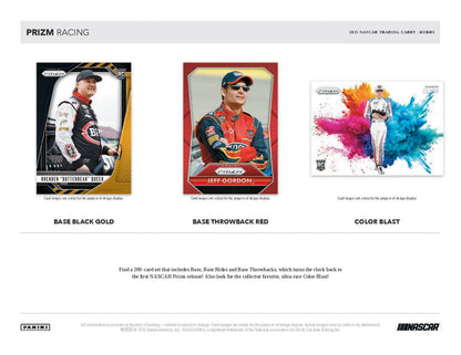 NASCAR trading card display with different color options on a white background.