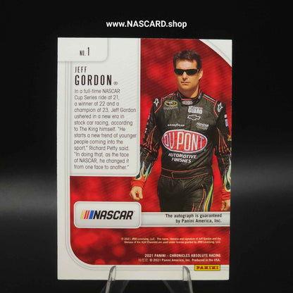 2021 Panini Chronicles Absolute Autographs Gold #1 Jeff Gordon 5/5 - NASCARD.shop
