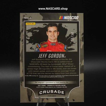 2021 Panini Chronicles Racing Crusade Autographs Gold Prizm #1 Jeff Gordon /10 - NASCARD.shop