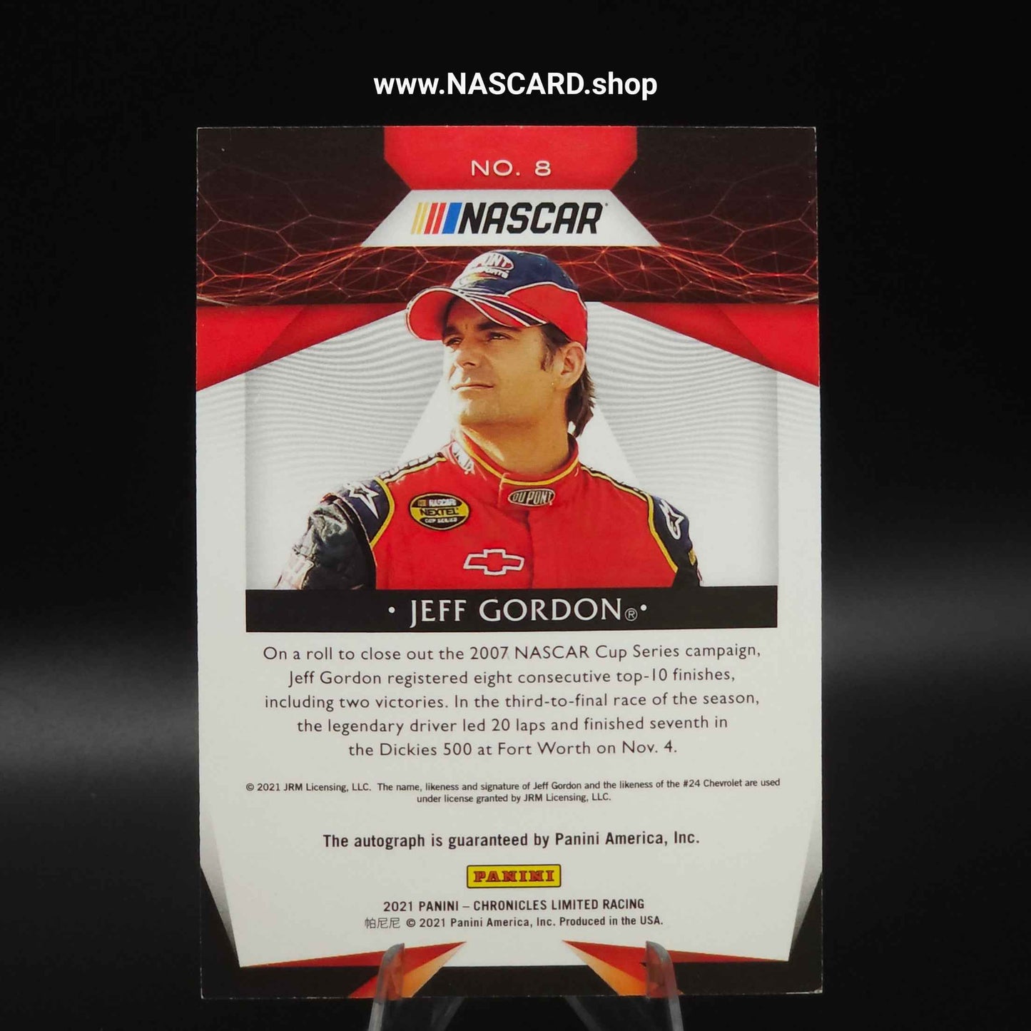 2021 Panini Chronicles Limited Autographs Gold #8 Jeff Gordon /5 - NASCARD.shop