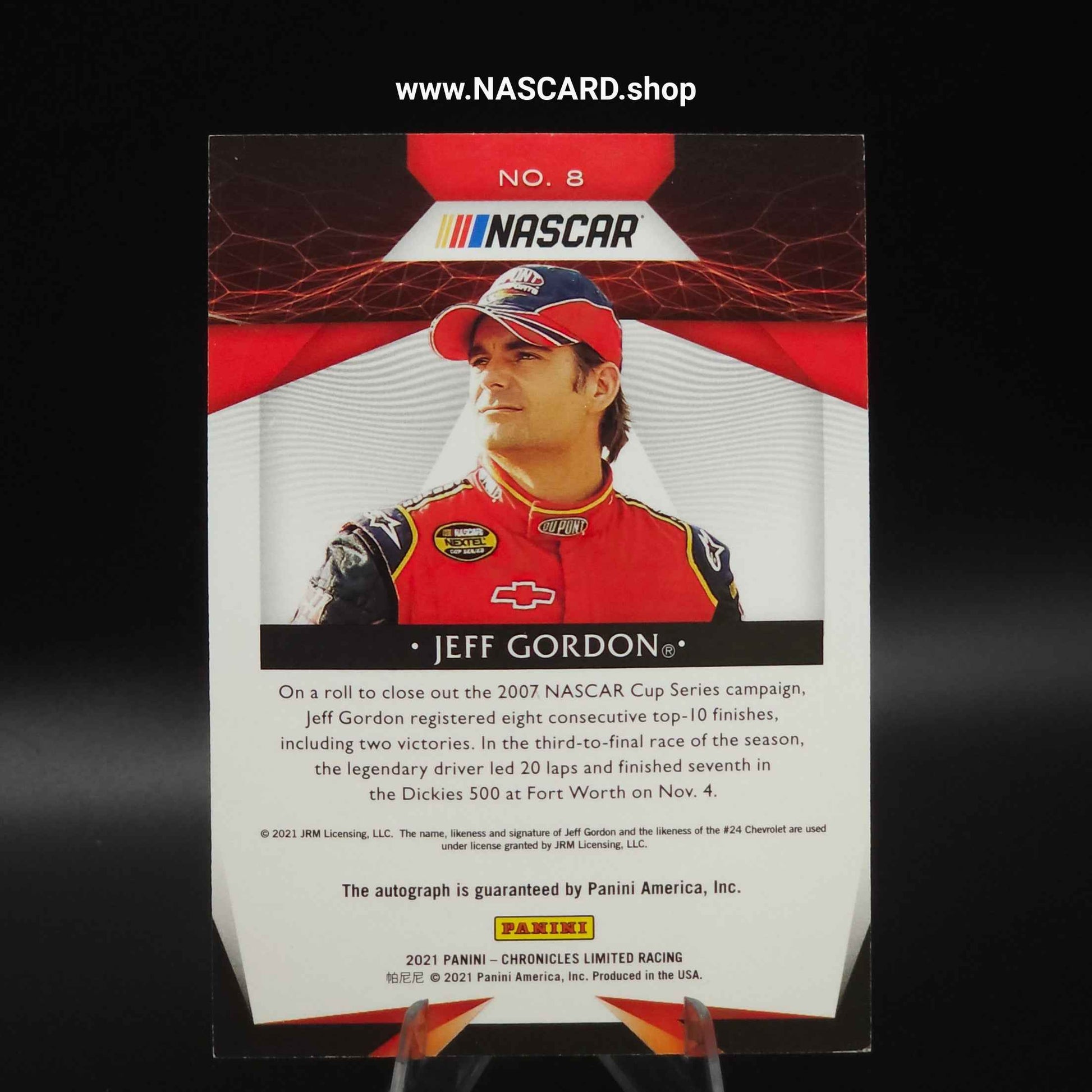 2021 Panini Chronicles Limited Autographs Gold #8 Jeff Gordon /5 - NASCARD.shop
