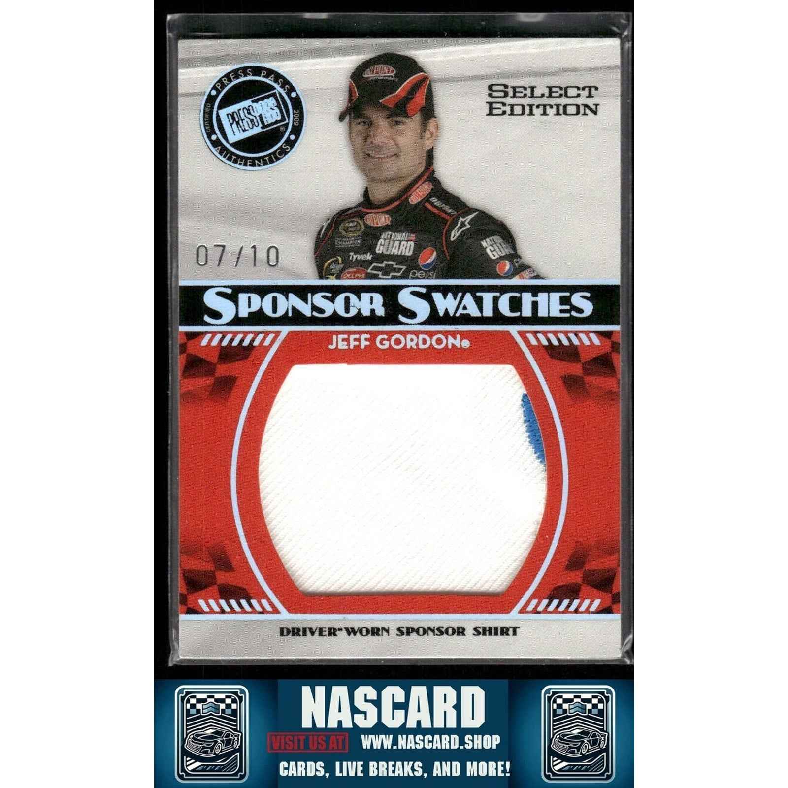 2009 Press Pass - Sponsor Swatches Jeff Gordon Driver Worn Shirt /10 - NASCARD.shop