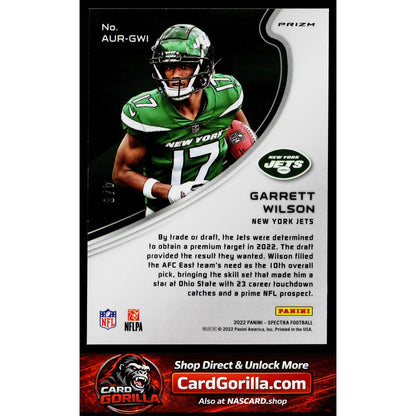 2022 Panini Spectra #AUR-GWI Garrett Wilson Rookie Aura Neon Splatter #/8