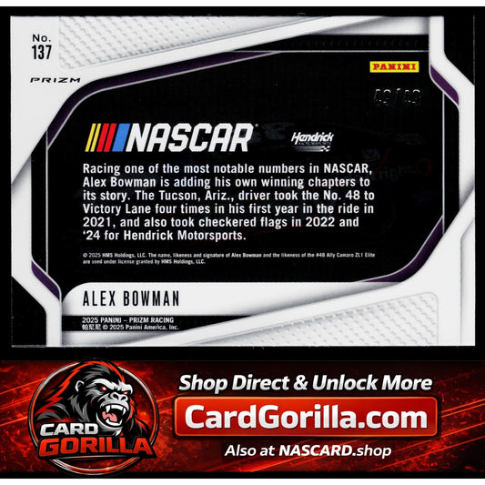2025 Panini Prizm #137 Alex Bowman Carolina Blue #/49