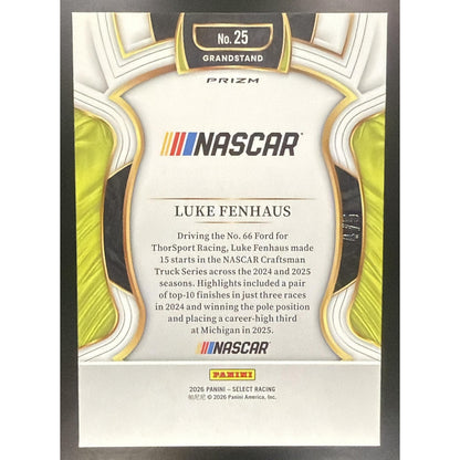2026 Panini Select NASCAR Luke Fenhaus #25 Set - Grandstand Green Ice Prizms 4/5