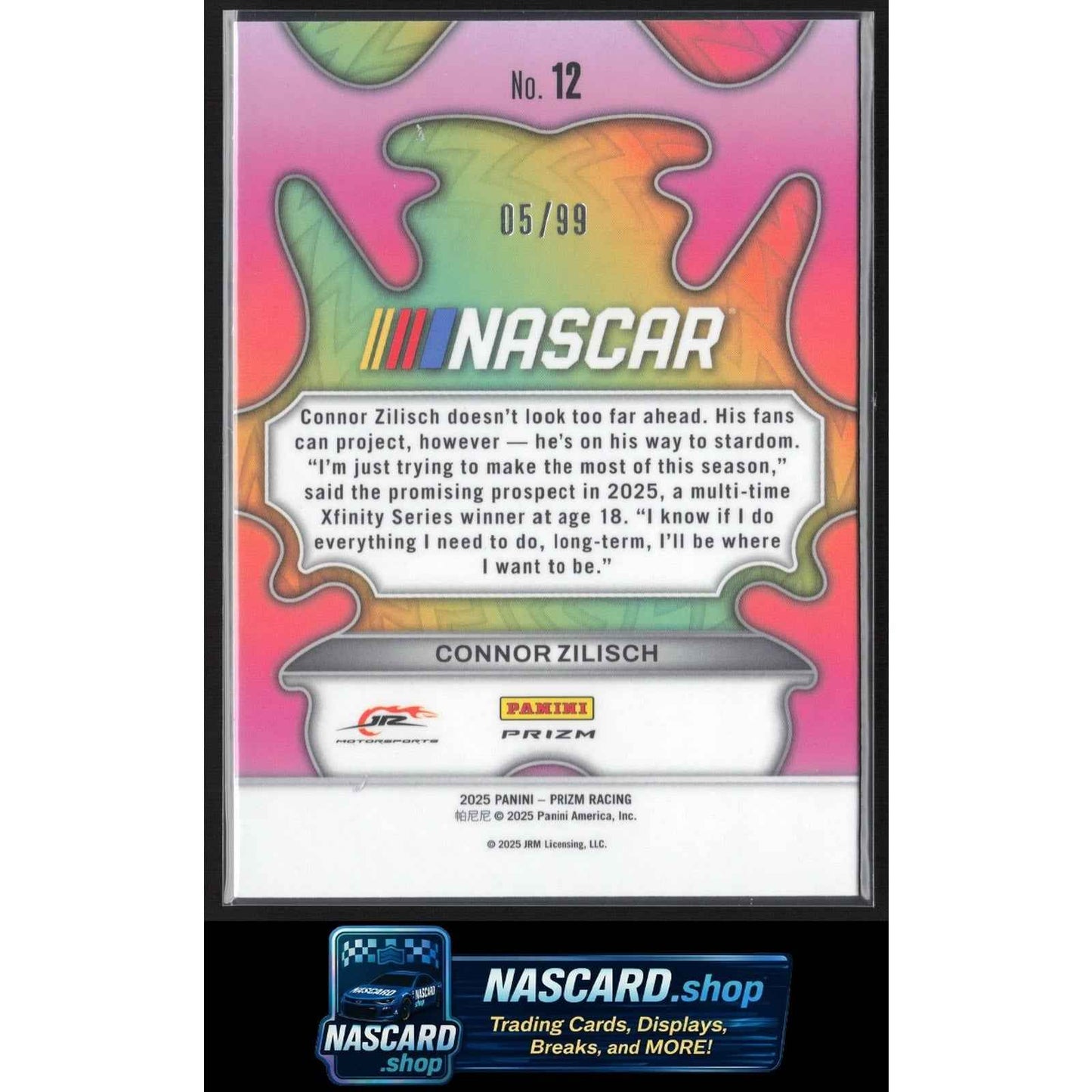 2025 Panini Prizm #12 Connor Zilisch Groovy Red #/99