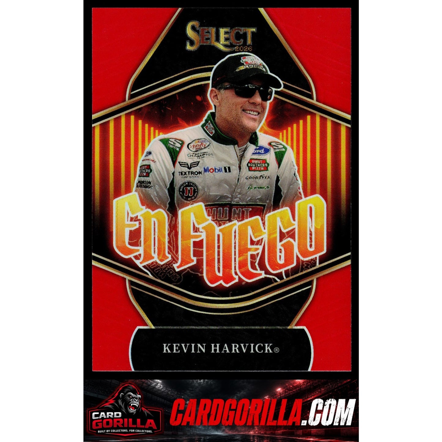 2026 Panini Select #12 Kevin Harvick En Fuego Red Prizms #/99