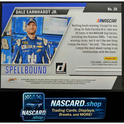 2025 Donruss #28 Dale Earnhardt Jr Spellbound Platinum Diamond #1/1