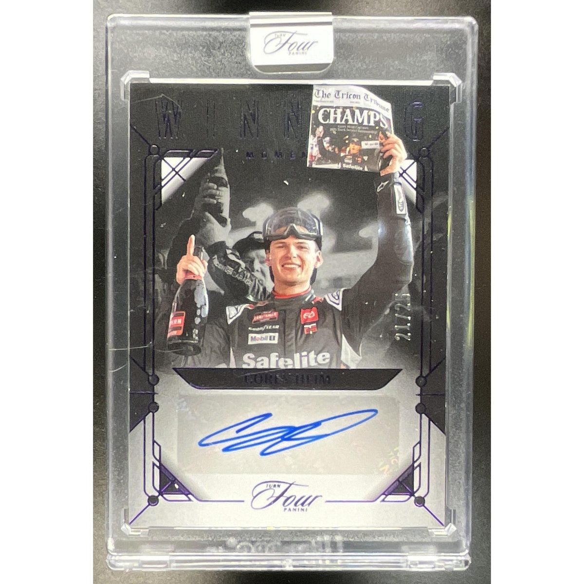 2026 Panini Turn Four Racing Corey Heim #WM-CHM Winning Moments Purple /25 Auto