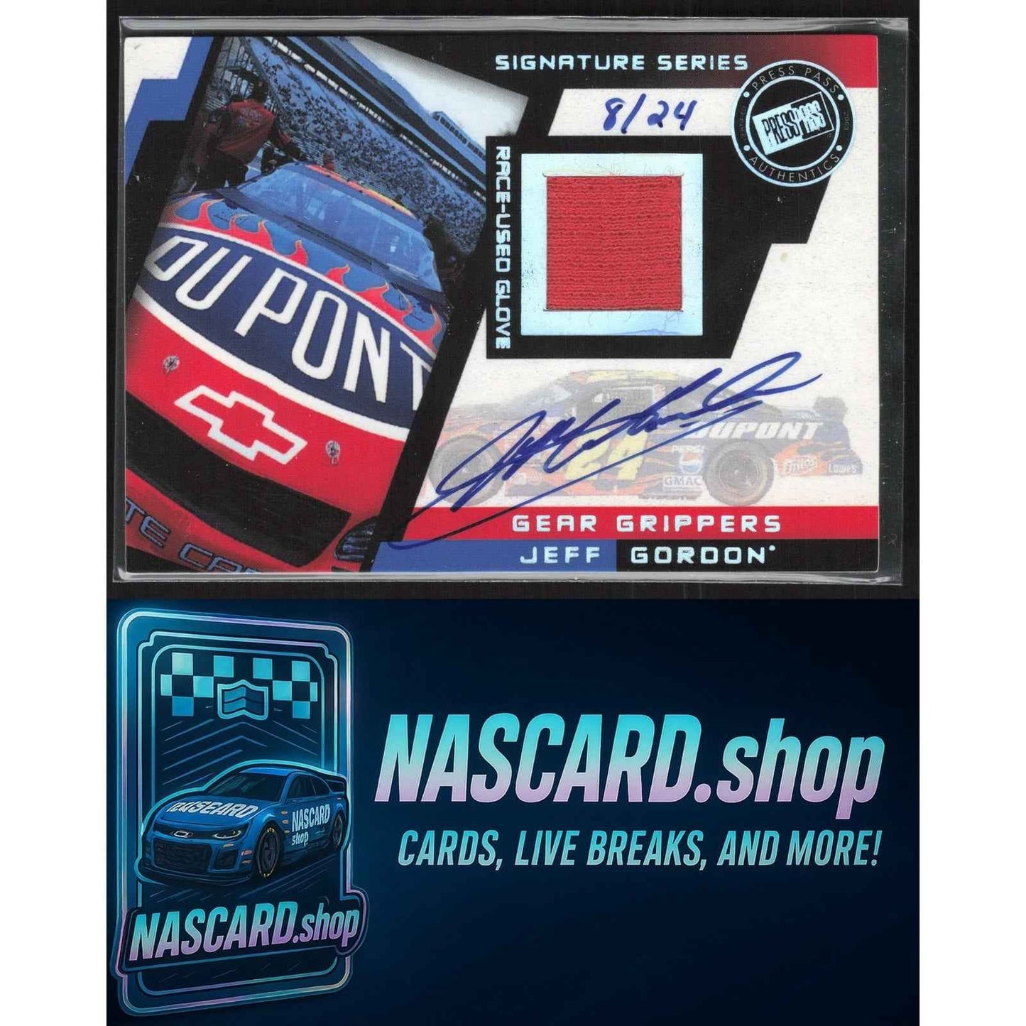 2003 Press Pass Stealth #GGT-JG Jeff Gordon Gear Grippers Teams Autographs #/24