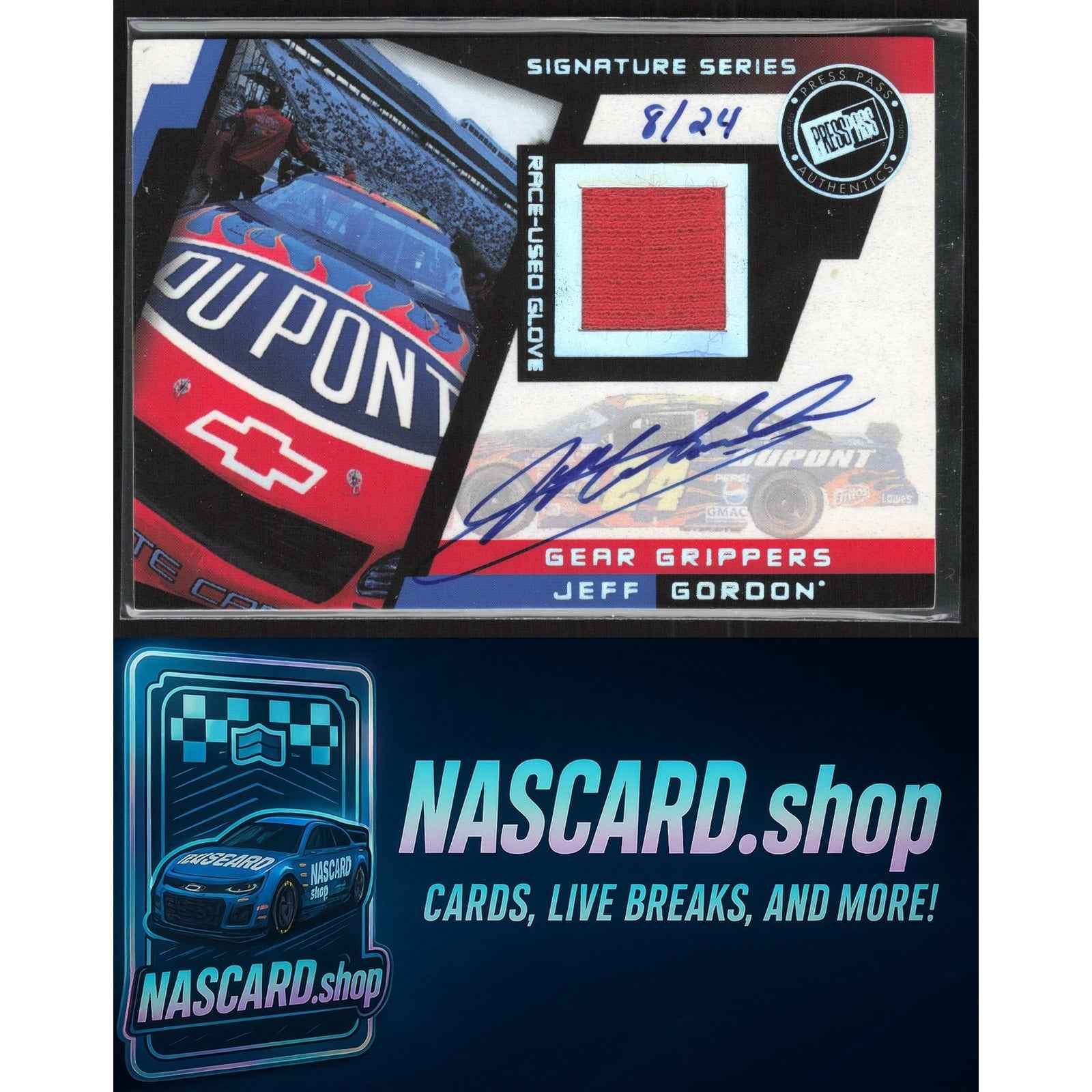2003 Press Pass Stealth #GGT-JG Jeff Gordon Gear Grippers Teams Autographs #/24