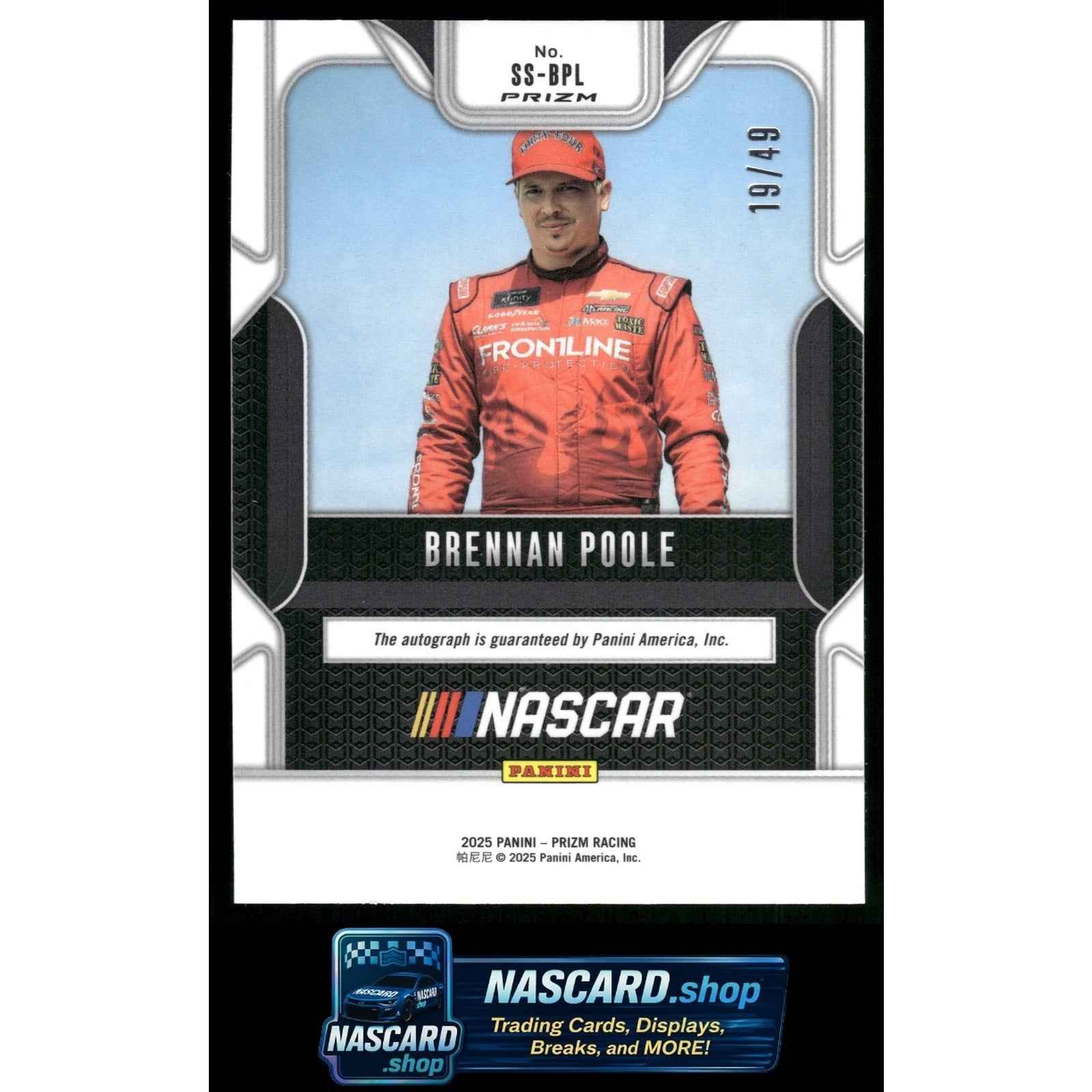 2025 Panini Prizm #SS-BPL Brennan Poole Sensational Signatures Blue #/49