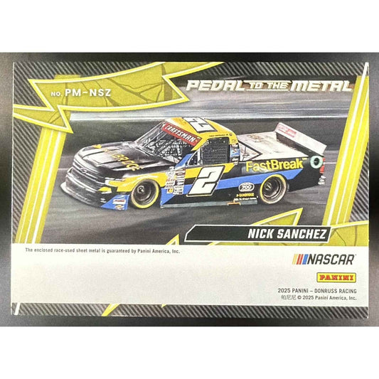 2025 Panini Donruss NASCAR Nick Sanchez Pedal to the Metal Materials Orange Ice