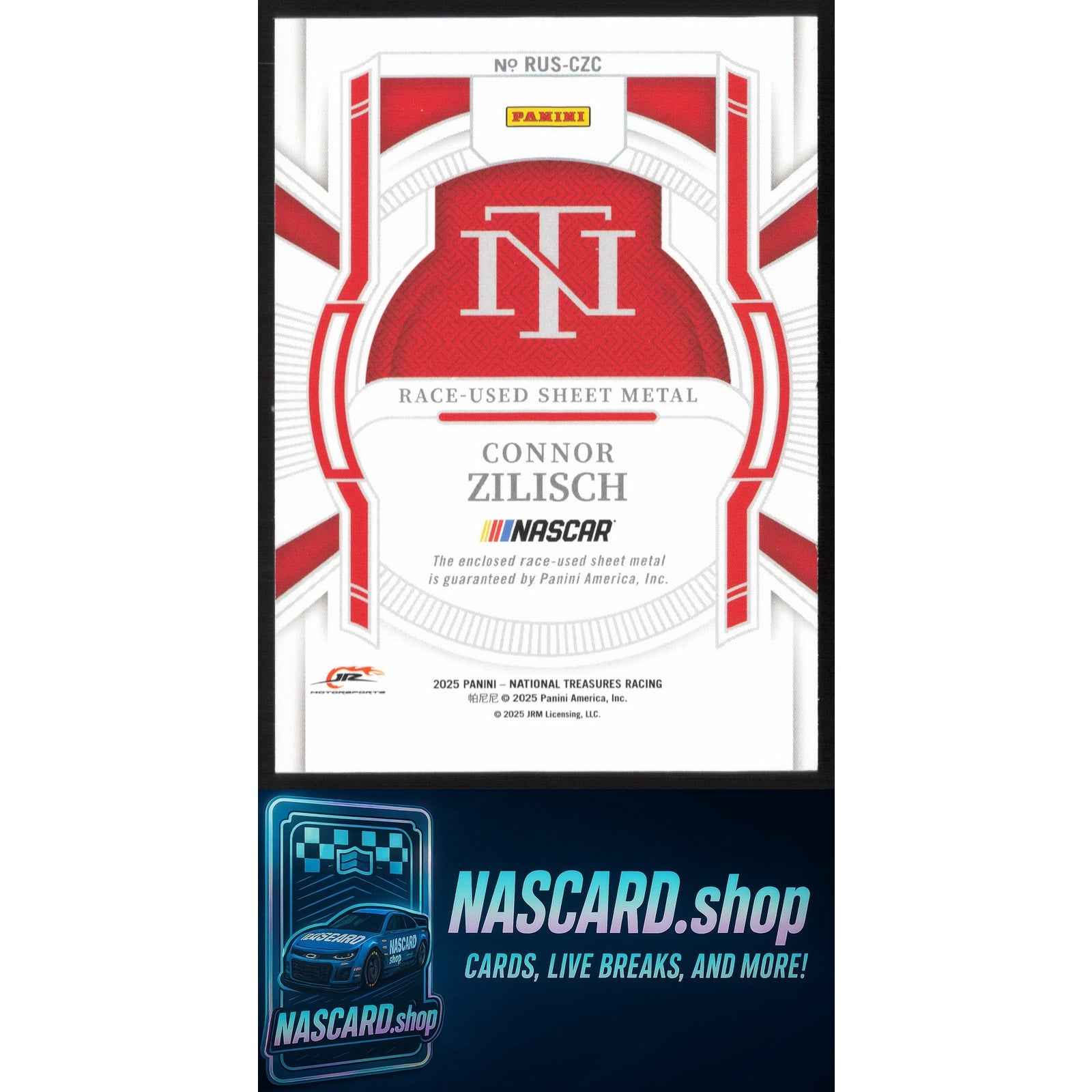 2025 National Treasures Connor Zilisch Race Used Sheet Metal #/99 2 Color