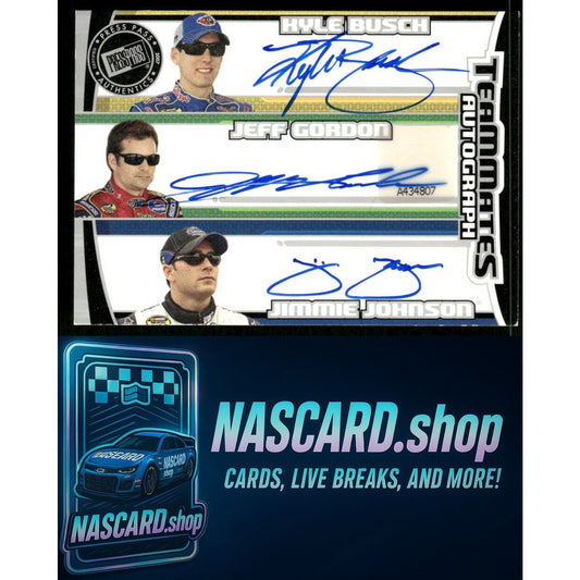 2007 Press Pass Kyle Busch Jeff Gordon Jimmie Johnson Teammates Autographs 18/25 - NASCARD.shop