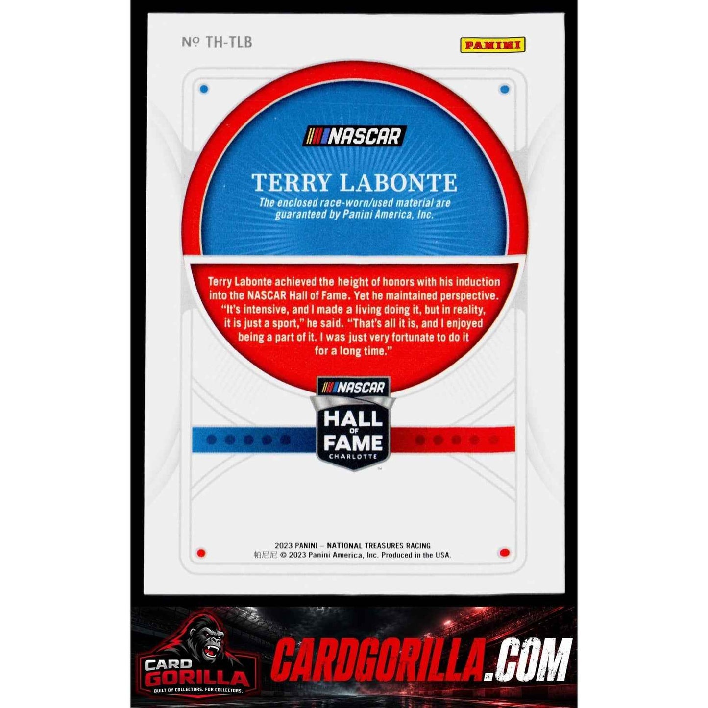 2023 National Treasures Terry Labonte Treasures Of The Hall Holo Silver #/49