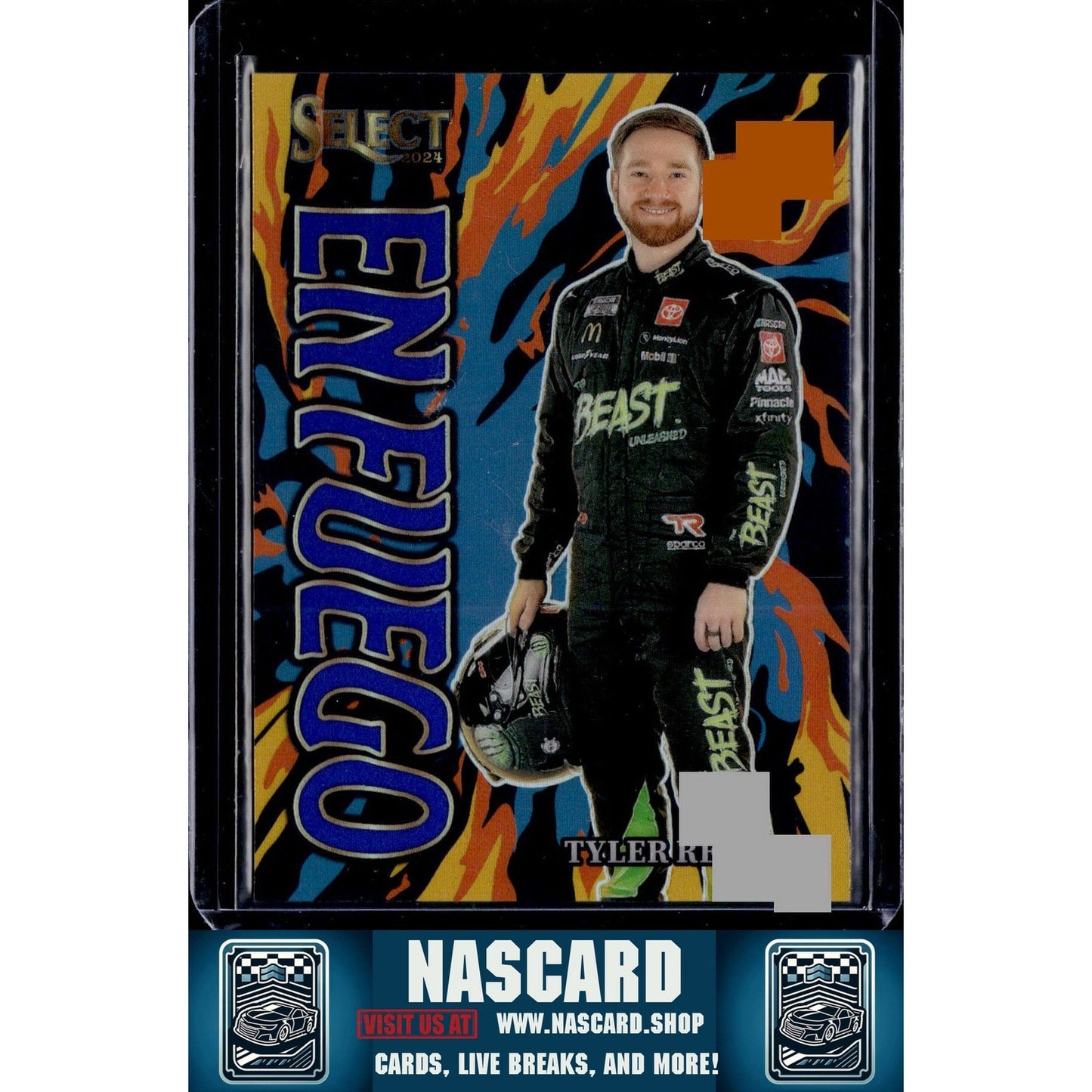 2024 Panini Select #20 Tyler Reddick En Fuego Blue Prizms - NASCARD.shop