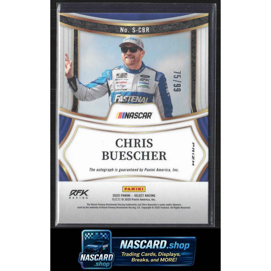 2025 Panini Select #S-CBR Chris Buescher Signatures Blue Prizms #/99